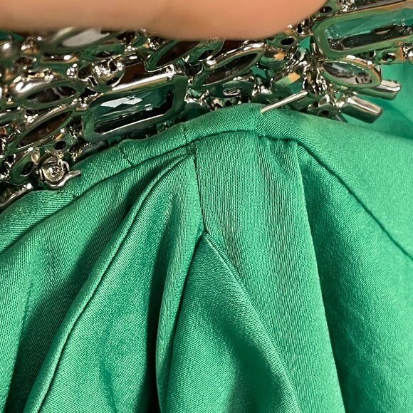 BCBGMaxAzria Strapless Dress Brooch Larre Kelly Green Sz 10 Cocktail Homecoming - Picture 15 of 16